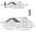 PawHut - Grande cage à poules galvanisée, enclos avec accès piéton 9,8 pi x 19,7 pi x 6,6 pi-Construction robuste en acier galvanisé massif 