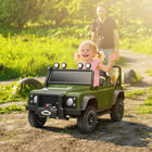 Qaba - Jeep pour enfants Land Rover sous licence 12V à chevaucher - vert foncé-Voiture électrique pour enfants équipée de doubles portes, klaxon et boutons de musique pour un jeu immersif 