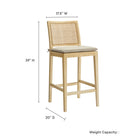 Modway - Ovard Bois et rotin Tabouret de comptoir - Naturel-Cadre en bois d’orme