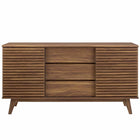 Modway - Render Table buffet de buffet de 63 po ou Meuble TV, Noyer-Pieds en bois effilés