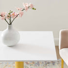 Modway - Verne 24 po Carré Table à manger, Or Blanc-Revêtement blanc