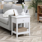 HOMCOM - Table de nuit moderne 13,8 po - blanc-Sert de table de nuit ou de table d’appoint pour le salon ou d’autres espaces de votre maison 
