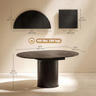 HOMCOM - Table extensible convertible de forme ronde à ovale 43,5 po-59 po pour 6-8 personnes - grain de bois noir-MDF fiable avec une large base piédestal pour stabilité et soutien 