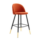 Modway - Cordial Performance Velvet Tabourets de bar - Orange - Ensemble de 2-Capsules de pied non marquées