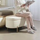 HOMCOM - Banc ottoman de chambre rembourré à canaux capitonnés - blanc crème-Tissu doux au toucher velours offrant un confort luxueux et agréable pour la peau 