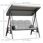 Outsunny balançoire de porche 3 places robuste avec auvent inclinable, gris clair-Ensemble de balançoire pour jardin construit avec un cadre en acier à finition thermolaquée, stable et solide, supporte jusqu'à 792 lb
