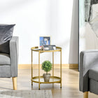HOMCOM - Table d’appoint dorée à 2 niveaux - or-Conception à deux niveaux pour exposer des objets décoratifs ou offrir un espace pour les collations, boissons et magazines 