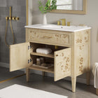 Modway - Elysian 36" Vanette de salle de bain - Burl blanc-Charnières de cuisine dissimulées