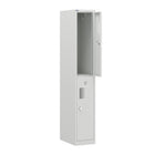 Ceha - Casier NH Series batterie de 1, 2 niveaux avec aérations avant à trous, gris clair-Porte-étiquette sur la porte