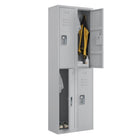 Ceha - Série RH, batterie de 2, casier 2 niveaux avec aérations à persiennes - poignée encastrée, gris clair-Porte-étiquette pratique sur la porte