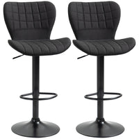 HOMCOM - Tabourets de bar pivotants réglables avec dossier - noir - paquet de 2-Un ensemble de 2 offre un look assorti 
