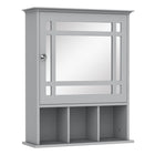 Kleankin - Armoire de salle de bain murale avec miroir et trois étagères - gris-Conception murale prenant peu de place 