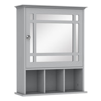 Kleankin - Armoire de salle de bain murale avec miroir et trois étagères - gris-Conception murale prenant peu de place 