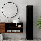 HOMCOM - Armoire de rangement haute pour salle de bain avec trois étagères réglables - noir-Conception anti-basculement offrant stabilité et sécurité 