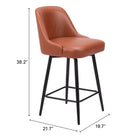 Zuo - Keppel Swivel Tabouret de comptoir - Brun-8