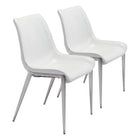Zuo - Magnus Chaise de salle à manger - Blanc/Argent - Ensemble de 2-Assemblage requis