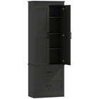 HOMCOM - Armoire de cuisine haute style ferme 67 po - noir-Comprend une armoire à quatre niveaux et deux tiroirs, organisant tout le désordre de votre cuisine 