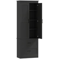 HOMCOM - Armoire de cuisine haute style ferme 67 po - noir-Comprend une armoire à quatre niveaux et deux tiroirs, organisant tout le désordre de votre cuisine 
