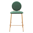 Zuo - Odessa Tabouret de comptoir - Vert/Or - Ensemble de 2-Tissu en velours doux et lisse