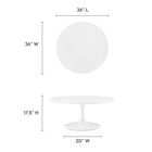 Modway - Lippa Rond de 36 po Bois Table basse - Blanc-Plateau de table en MDF laqué