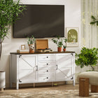 HOMCOM - Buffet de style ferme 59,2 po L avec plateau épais - blanc vieilli-Structure en MDF et panneaux de particules avec un dessus de 0,9 po/2,4 cm d’épaisseur supportant jusqu’à 260 lb/118 kg 