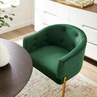 Modway - Savour Touffe Performance Velvet Chaise d’accent - Émeraude-Pieds en acier inoxydable doré