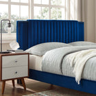 Modway - Zahra Chenal Touffé Performance Velvet Lit de plateforme King, Marine-Système de soutien en lattes de bois