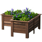 Outsunny - Jardin surélevé - 47,2 po x 47,2 po x 19,7 po - carbonisé-Forme en "L" pour s'adapter aux coins ou aux bords 