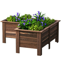 Outsunny - Jardin surélevé - 47,2 po x 47,2 po x 19,7 po - carbonisé-Forme en "L" pour s'adapter aux coins ou aux bords 