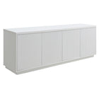 Hudson&Canal - Meuble TV Hanson pour téléviseurs jusqu'à 75" - Blanc-Comprend quatre portes avec armoires fermées et 4 étagères pour un grand espace de rangement