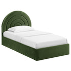 Modway - Solana Arqué Performance Velvet Lit à plateforme jumelle, Vert mousse-Assemblée requise
