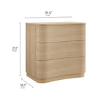 Modway - Mirae 3 tiroirs Commodeuse compacte courbe, Chêne clair brossé-Façades de tiroirs sculptées et courbées