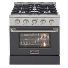 Kucht - 30 po Série KNG Cuisinière Pro Style au gaz propane - Acier inoxydable/Gris ciment-Cette cuisinière à gaz à quatre brûleurs comprend deux brûleurs de 15 000 BTU et deux brûleurs de 9 000 BTU