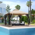 Outsunny - Pavillon de patio 10 pi l x 10 pi L - auvent de pavillon à double toit pour l’extérieur-Tissu polyester durable bloquant les rayons UV nocifs