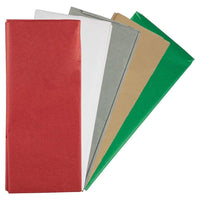 JAM Paper - Papier de soie - Assortiment de Noël - 50 feuilles-Couleur : Assortiment Noël (Rouge, Vert, Blanc, Or, Argent) | Parfait pour les anniversaires, les fêtes et toutes les occasions de cadeaux