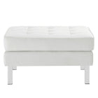 Modway - Loft Touffe Cuir végane Ottoman - Blanc argenté-Coussin rembourré en mousse dense