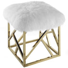 Modway - Intersperse Peau de mouton Ottoman - Or Blanc-Coussinets de pied non marqués