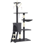 PawHut - arbre à chat 53 po avec condo, grand centre d’activités pour chaton - gris foncé-Centre d'activités polyvalent avec condo pour chat, perchoir, échelle, hamac pour un divertissement sans fin 