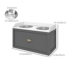 PawHut - Grandes gamelles surélevées pour chien avec rangement, support de gamelle surélevé - gris-Rail coulissant en métal lisse et poignée pratique pour un accès facile au tiroir de rangement 