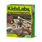 4M - KidzLabs Kit d’excavation d’insectes - Age 5+-Bloc de plâtre contenant des petites bestioles, dont une araignée, un scorpion, des vers de terre, des fourmis, des mini‑araignées et des asticots phosphorescents