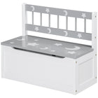 Qaba - Boîte de rangement pour tout-petits, banc de rangement pour enfants avec dossier - gris-Le design 2-en-1 permet d’en faire également un endroit confortable pour que votre enfant puisse se détendre  
