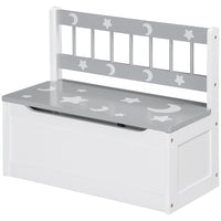Qaba - Boîte de rangement pour tout-petits, banc de rangement pour enfants avec dossier - gris-Le design 2-en-1 permet d’en faire également un endroit confortable pour que votre enfant puisse se détendre  
