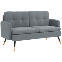 HOMCOM - Canapé loveseat 55 po avec dossier capitonné à boutons - gris foncé-Le design deux places est excellent pour les espaces limités tout en étant assez spacieux pour s’y blottir et lire 