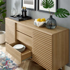 Modway - Render Table buffet de buffet de 63 po ou Meuble TV, Chêne-Construction durable en panneaux de particules