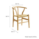 Modway - Amish 29" Chaise à manger - Naturel-Dossier découpé en forme de V