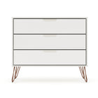 Manhattan Comfort - Rockefeller ensemble de commodes de chambre à coucher style milieu du siècle moderne - blanc cassé - ensemble de 3-Assemblage à domicile requis Tout le matériel inclus