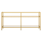 Hudson&Canal - Console Sivil 64" L - Laiton-Comprend un plateau et des étagères en verre trempé