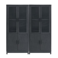 Manhattan Comfort - Jodie 31 po Bibliothèque Mid-Century Moderne - Gris Charbon - Lot de 2-Bibliothèque Mid-Century Modern pour bureau à domicile, salon et rangement supplémentaire lot de 2