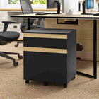 Vinsetto - Classeur 2 tiroirs pour documents format lettre/A4 avec 5 roulettes - grain de bois noir-Le plateau peut accueillir des imprimantes, des scanners ou exposer des objets personnels 
