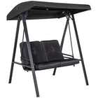 Outsunny - Chaise balançoire d’extérieur couverte 2 places avec coussin amovible et auvent inclinable, noir-Peut accueillir confortablement 2 personnes pour une expérience de détente
